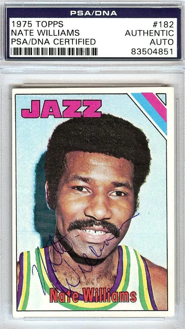 Nate Williams Autographed 1975 Topps Card #182 New Orleans Jazz PSA/DNA #83504851