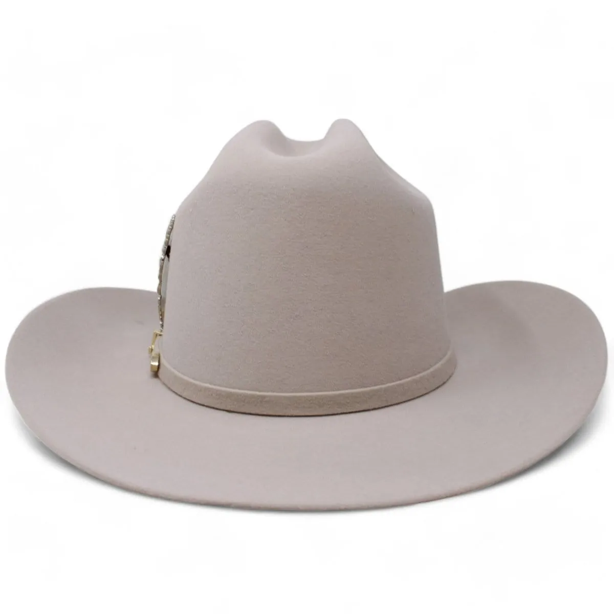 Official Carin Leon Cowboy Felt Hat with Silver Feather Beige