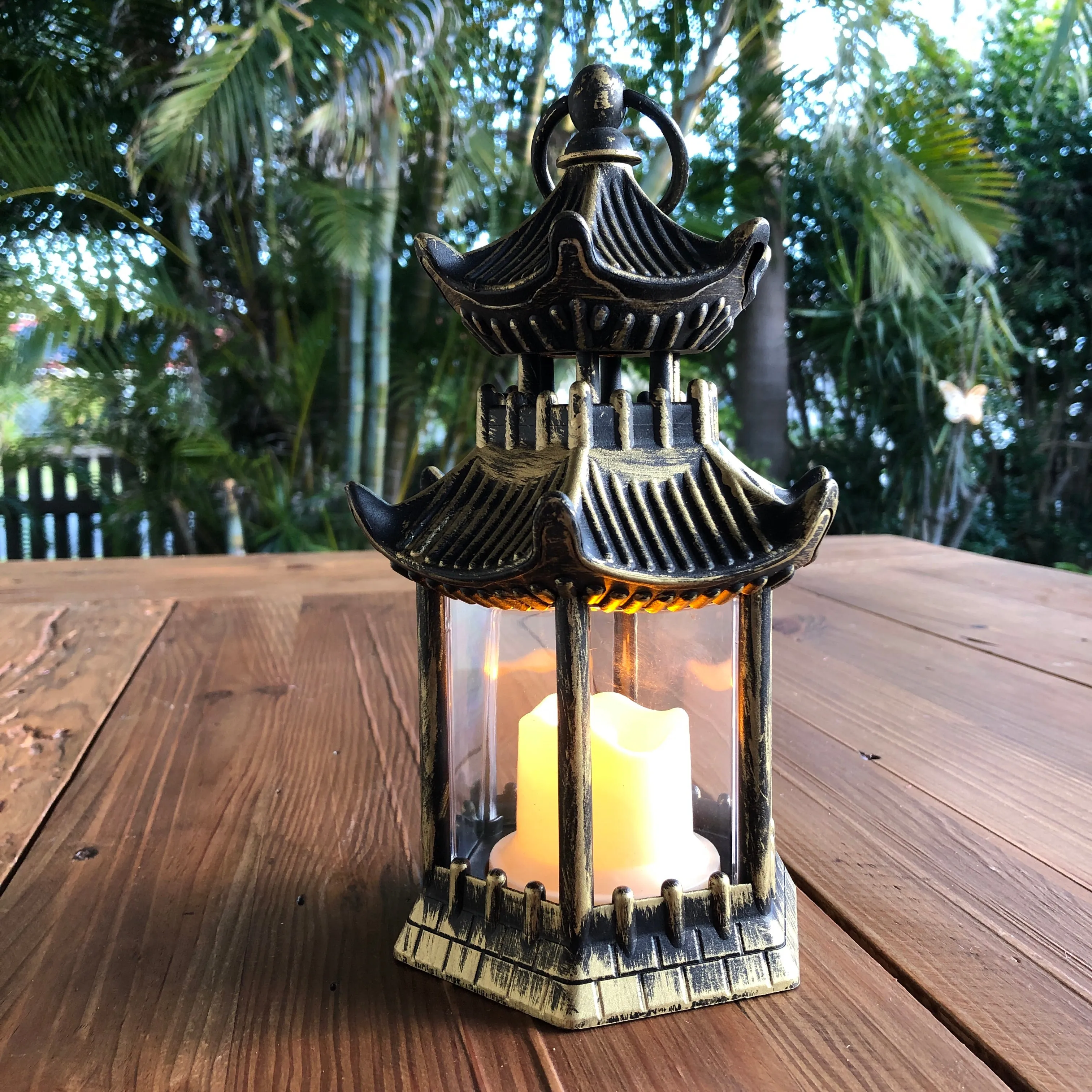 Pagoda Lantern with LED Candle