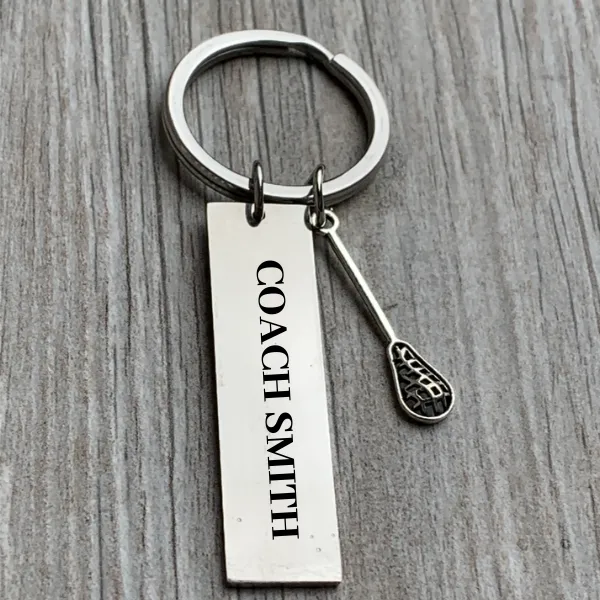 Personalized Engraved Lacrosse Bar Keychain