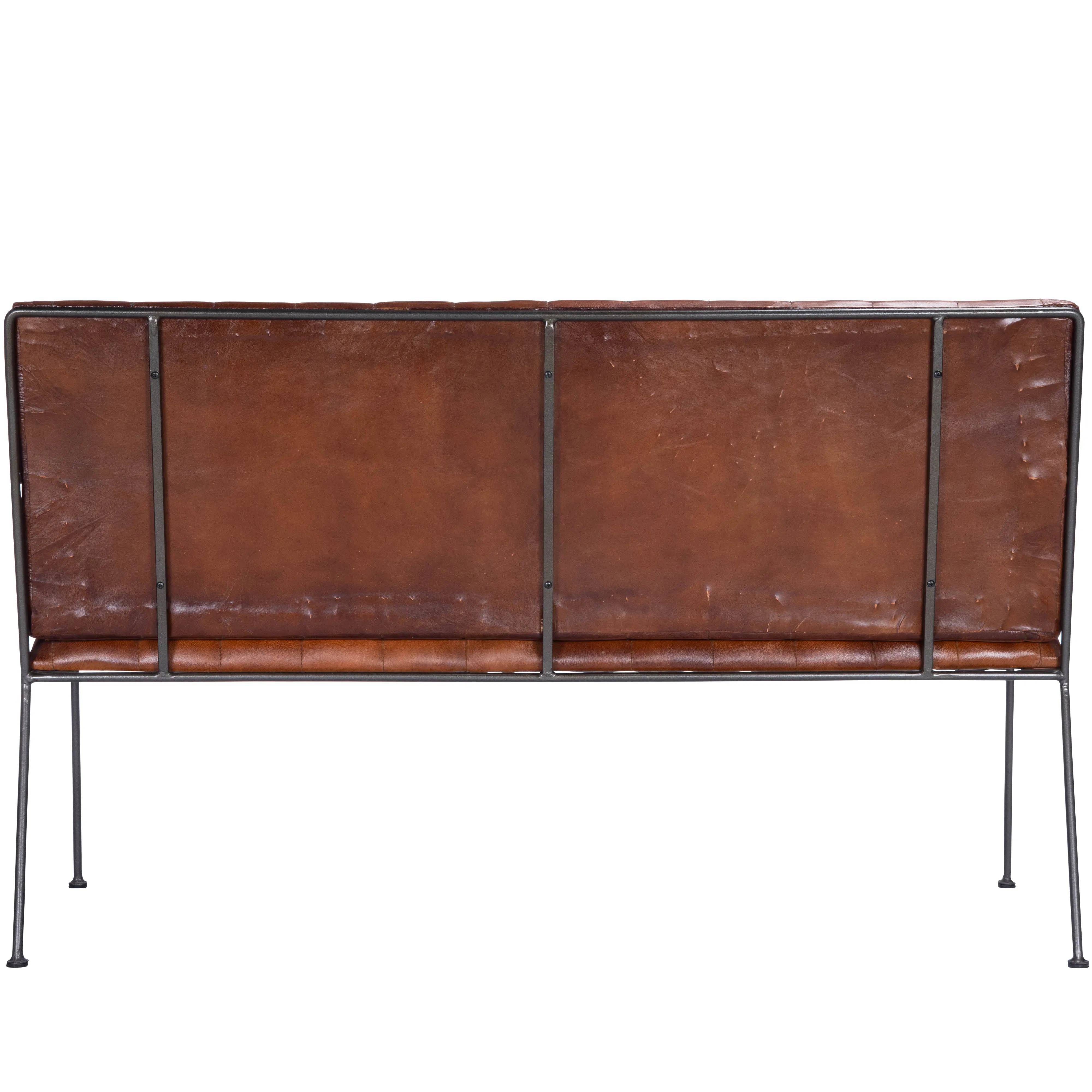 Phoenix Leather & Metal 53"W Bench in Medium Brown  5482330