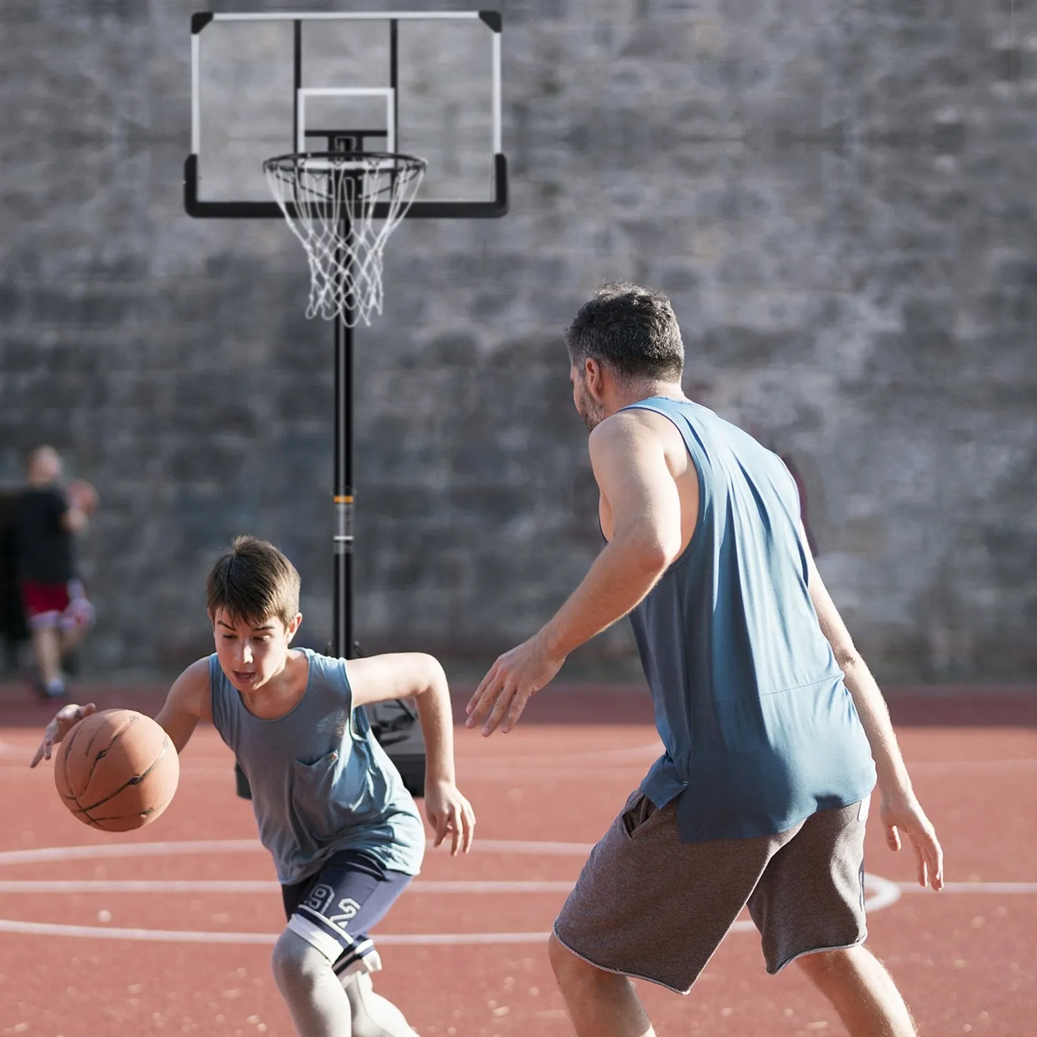 Portable Basketball Hoop & Goal Basketball System Basketball Equipment Height Adjustable 7ft Gin-10ft with 44 Inch Backboard and Wheels for Youth Kids Indoor Outdoor