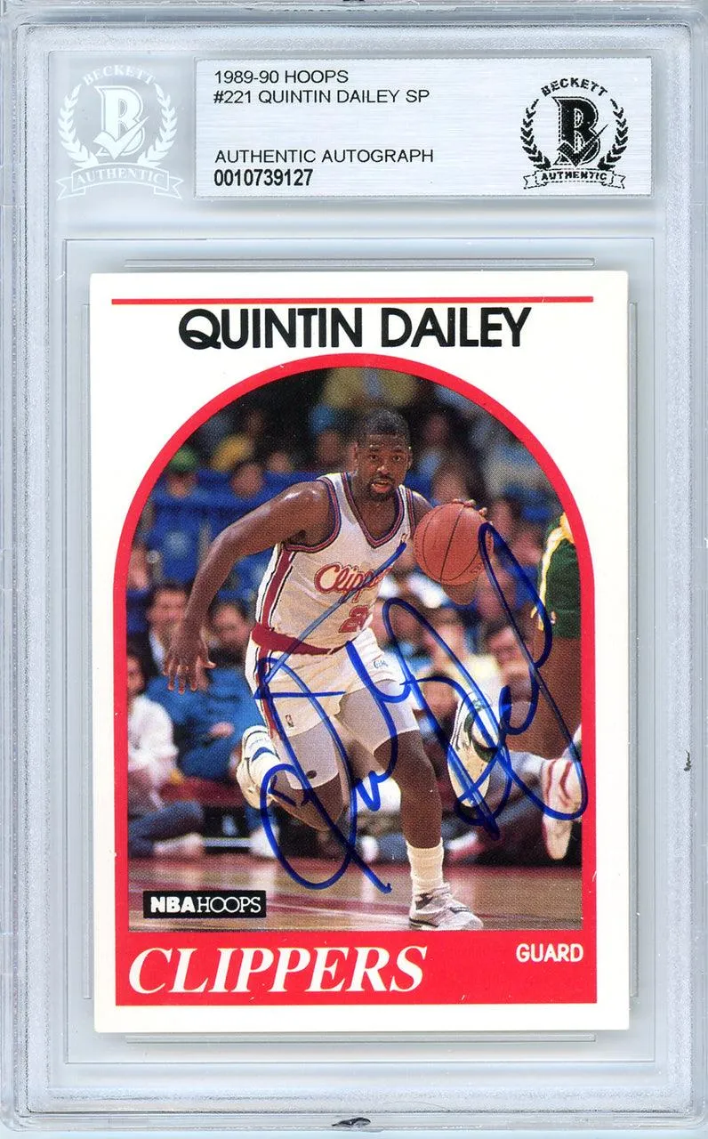 Quintin Dailey Autographed 1989-90 Hoops Card #221 Los Angeles Clippers Beckett BAS #10739127