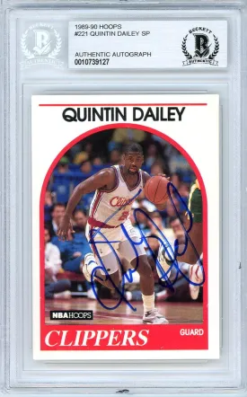 Quintin Dailey Autographed 1989-90 Hoops Card #221 Los Angeles Clippers Beckett BAS #10739127