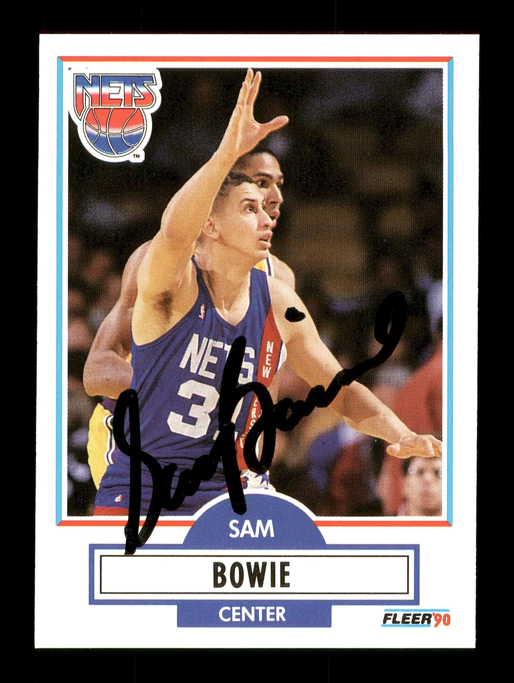 Sam Bowie Autographed 1990-91 Fleer Card #118 New Jersey Nets SKU #167438