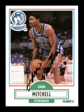 Sam Mitchell Autographed 1990-91 Fleer Card #114 Minnesota Timberwolves SKU #167435