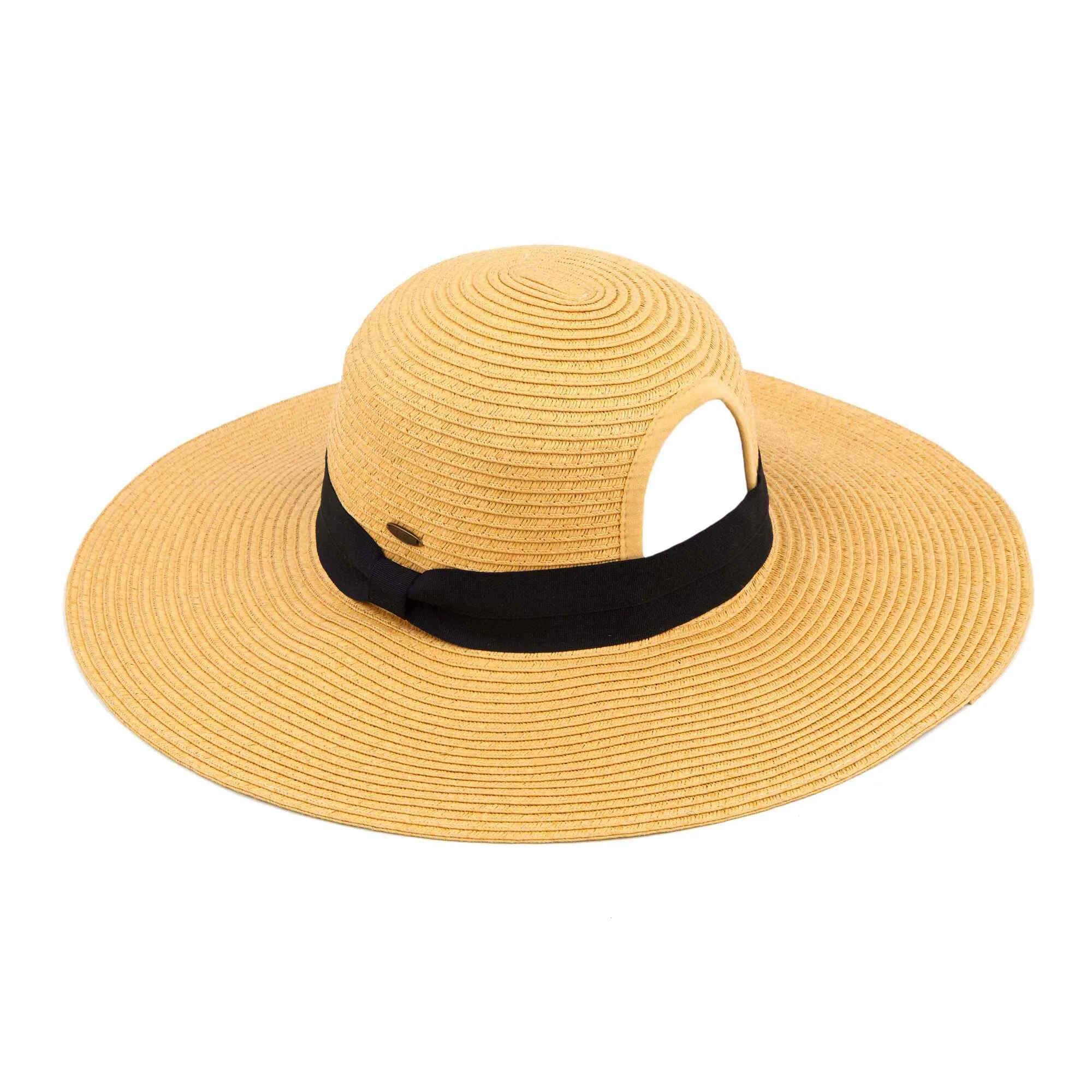 ST2027 Floppy Wide Brim Hat With Ponytail Opening