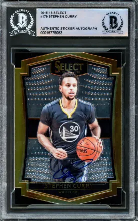 Stephen Curry Autographed 2015-16 Panini Select Card #179 Golden State Warriors Beckett BAS #15779053