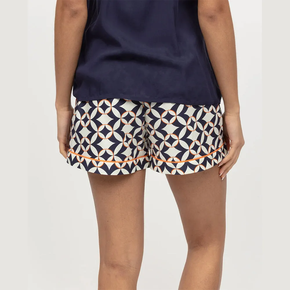 Taylor Navy Small Geo Print Pyjama Shorts