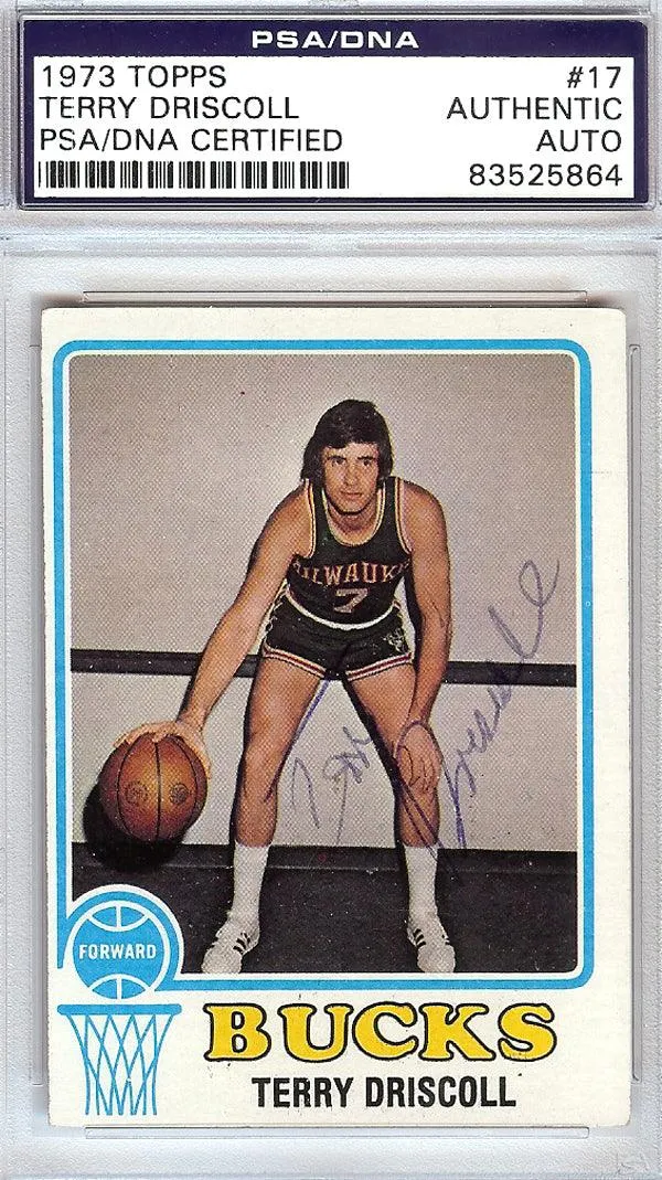 Terry Driscoll Autographed 1973 Topps Card #17 Milwaukee Bucks PSA/DNA #83525864