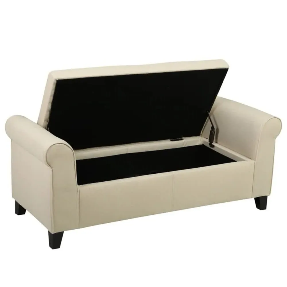 Thomas 2 Seater Fabric Storage Ottoman Bench Sette Pouffe Puffy For Foot Rest