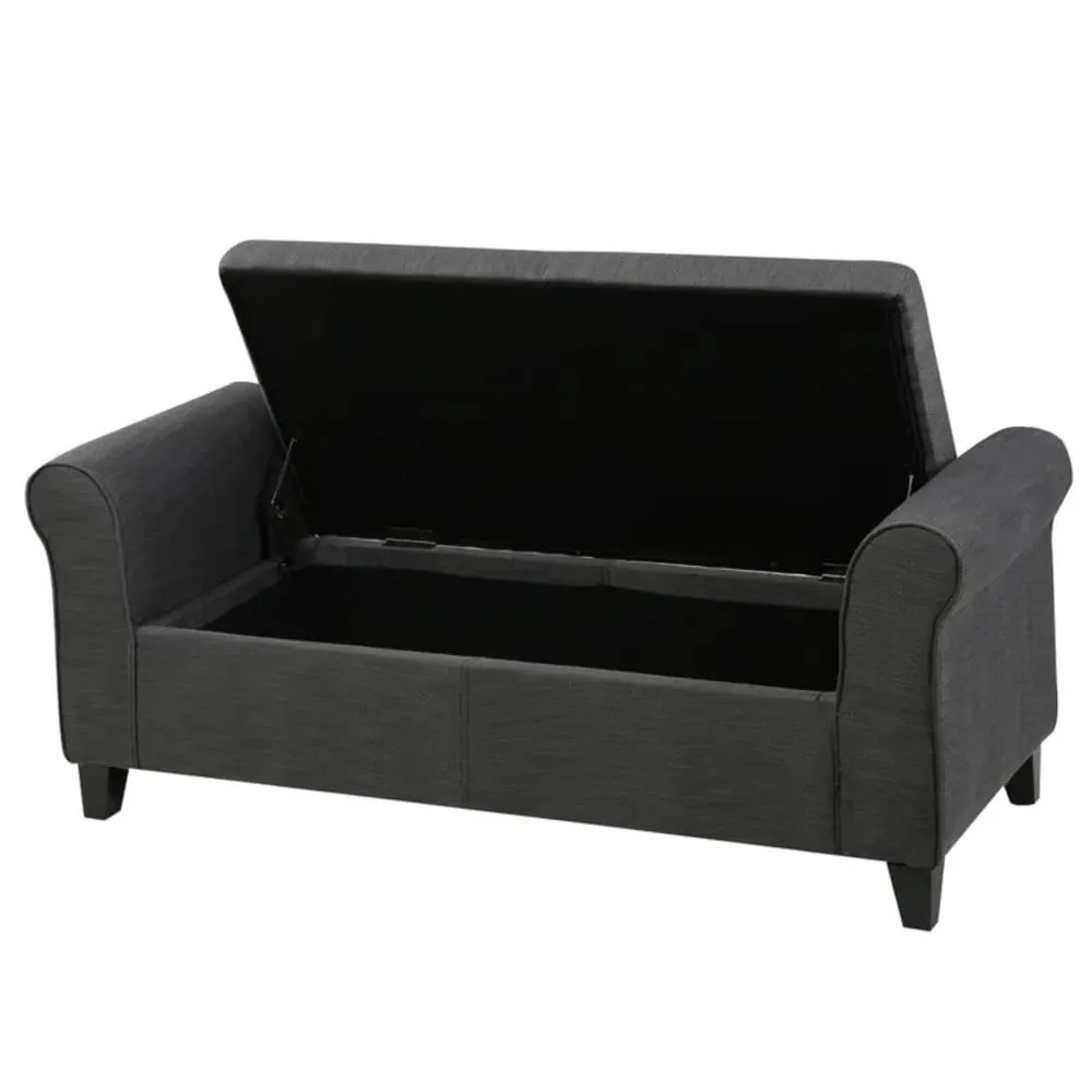 Thomas 2 Seater Fabric Storage Ottoman Bench Sette Pouffe Puffy For Foot Rest