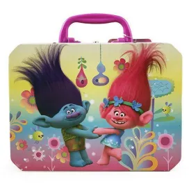 Trolls Large Rectangle Tin Box With Plastic Handle and Clasp