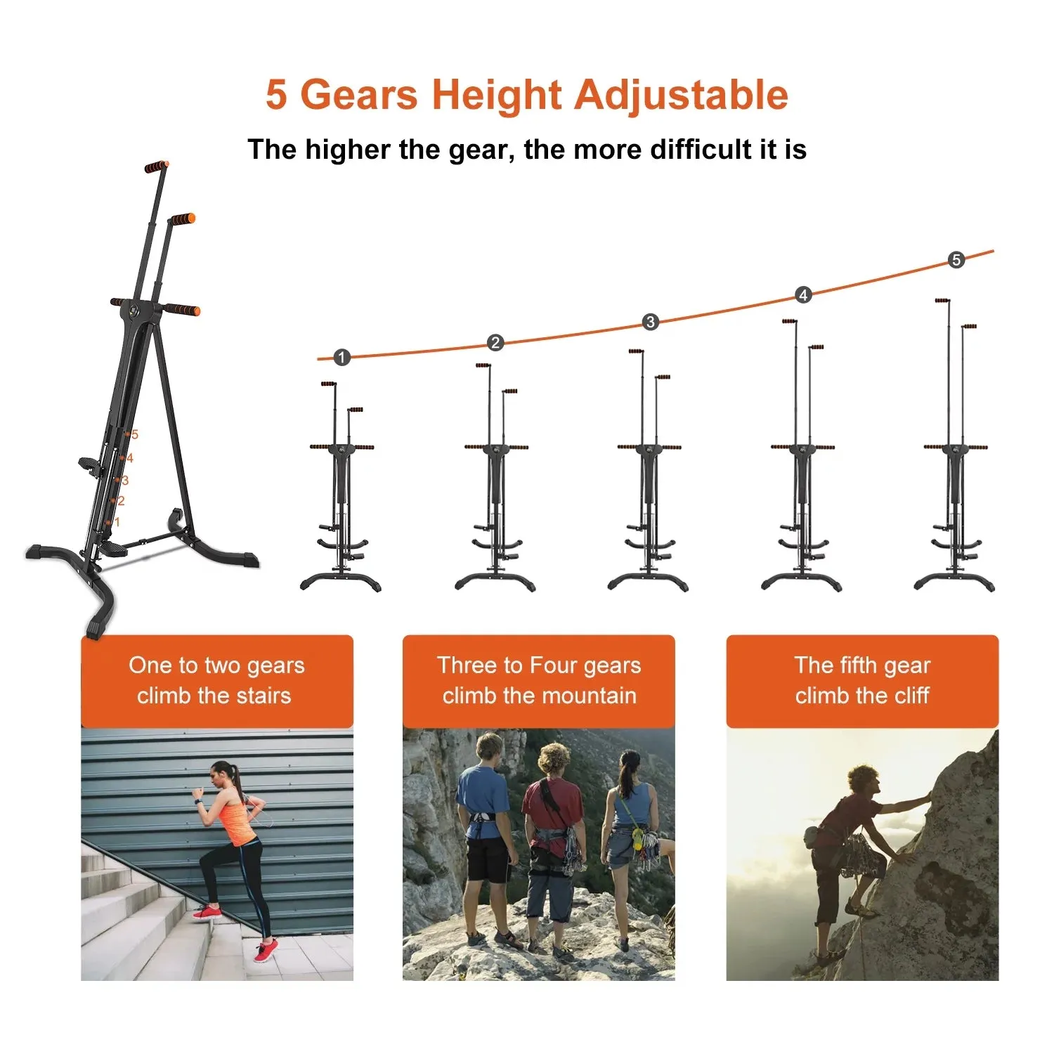 Vertical Climber Exercise Machine for Home Gym with LCD Display 5 Levels Adjustable